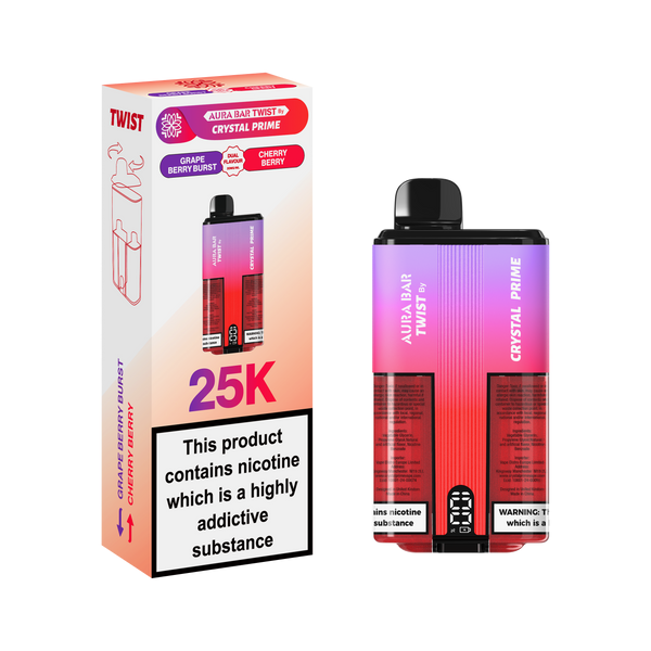 Crystal prime twist 25000 puff Grape_Berry_Burst-Cherry flavour