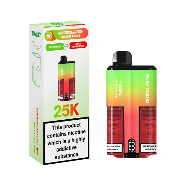 Crystal prime twist 25000 puff Fresh_Mint-Juicy_Red_Berries flavour