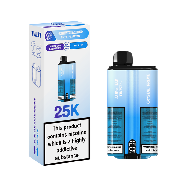 Crystal prime twist 25000 puff Blue_Sour_Raspberry-Mr_Blue flavour