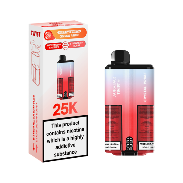 Crystal prime twist 25000 puff Watermelon_Skittles-Strawberry burst flavour