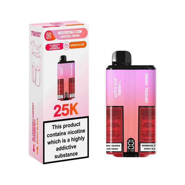 Crystal prime twist 25000 puff blueberry cherry cranberry berry blaze flavour