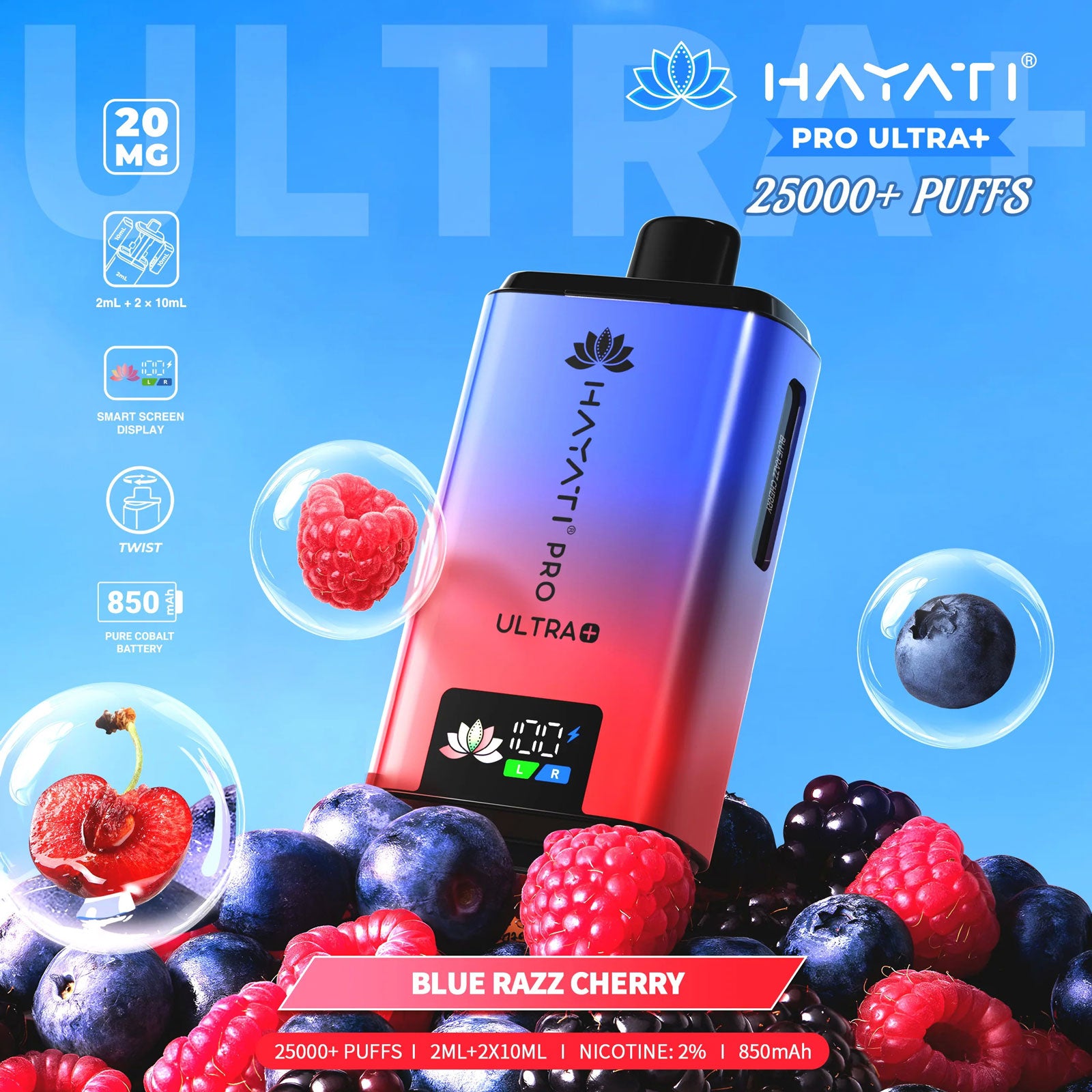 Hayati Pro Ultra Plus 25000 Prefilled Pod Kit Blue Razz Cherry