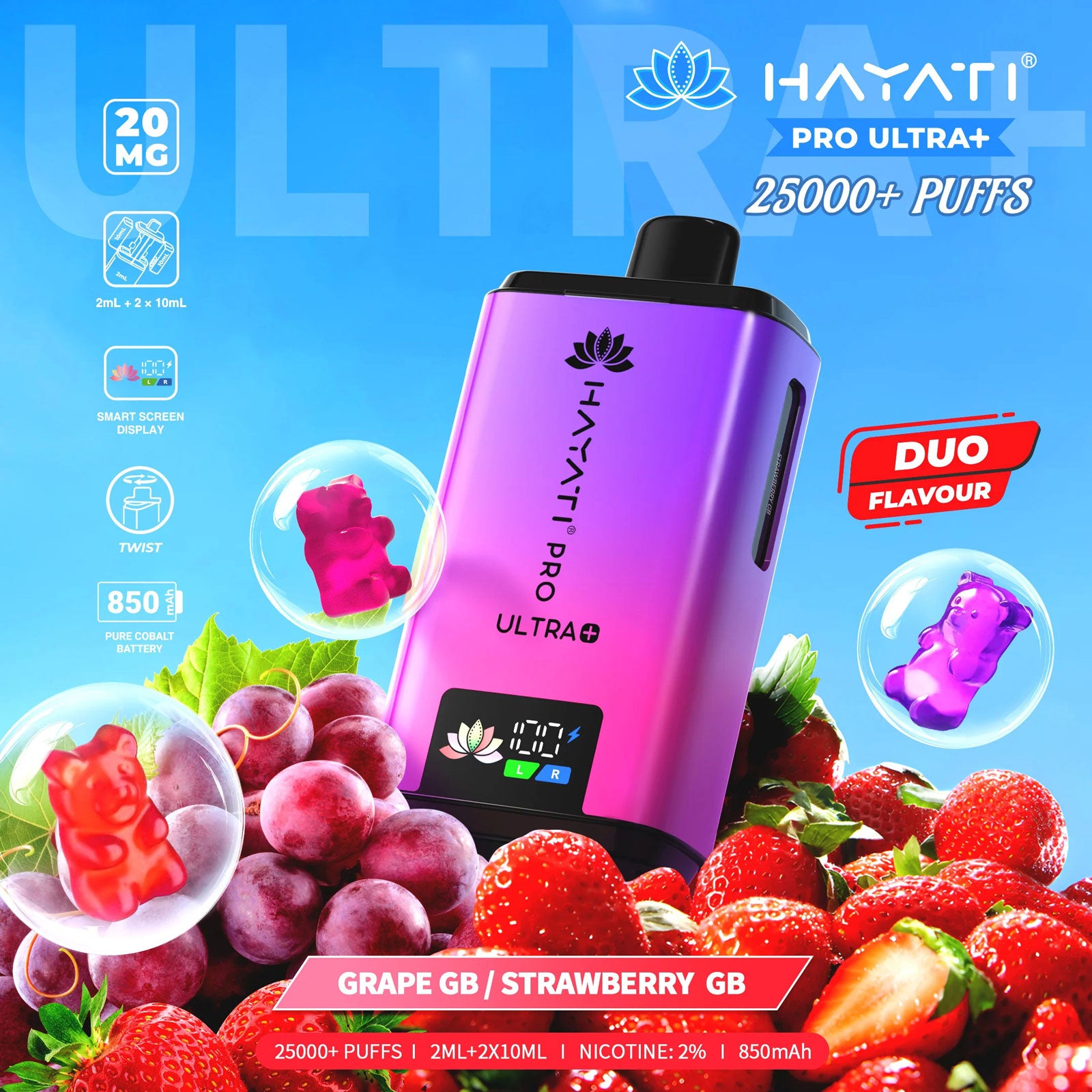 Hayati Pro Ultra Plus 25000 Prefilled Pod Kit Grape GB / Strawberry GB