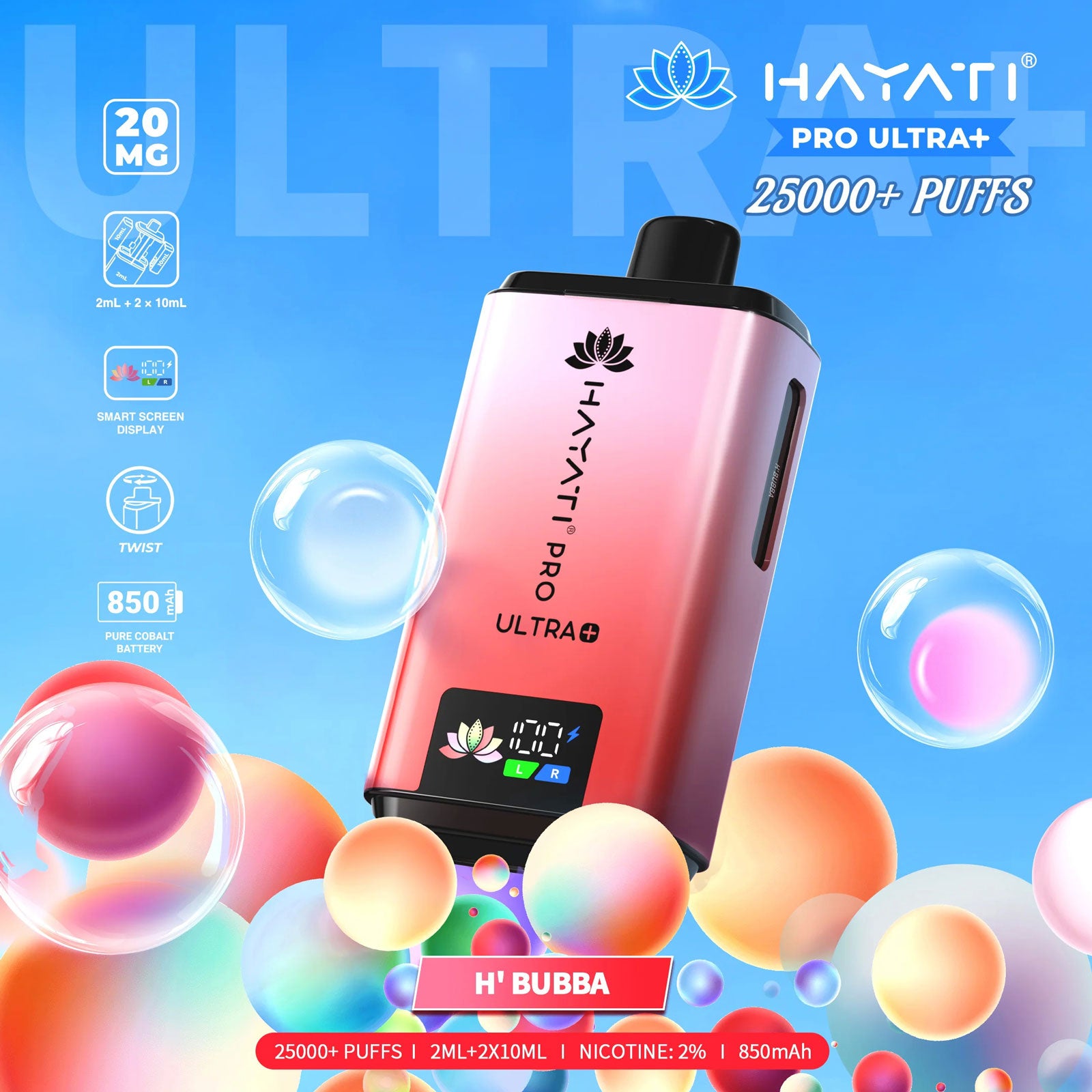 Hayati Pro Ultra Plus 25000 Prefilled Pod Kit H'Bubba