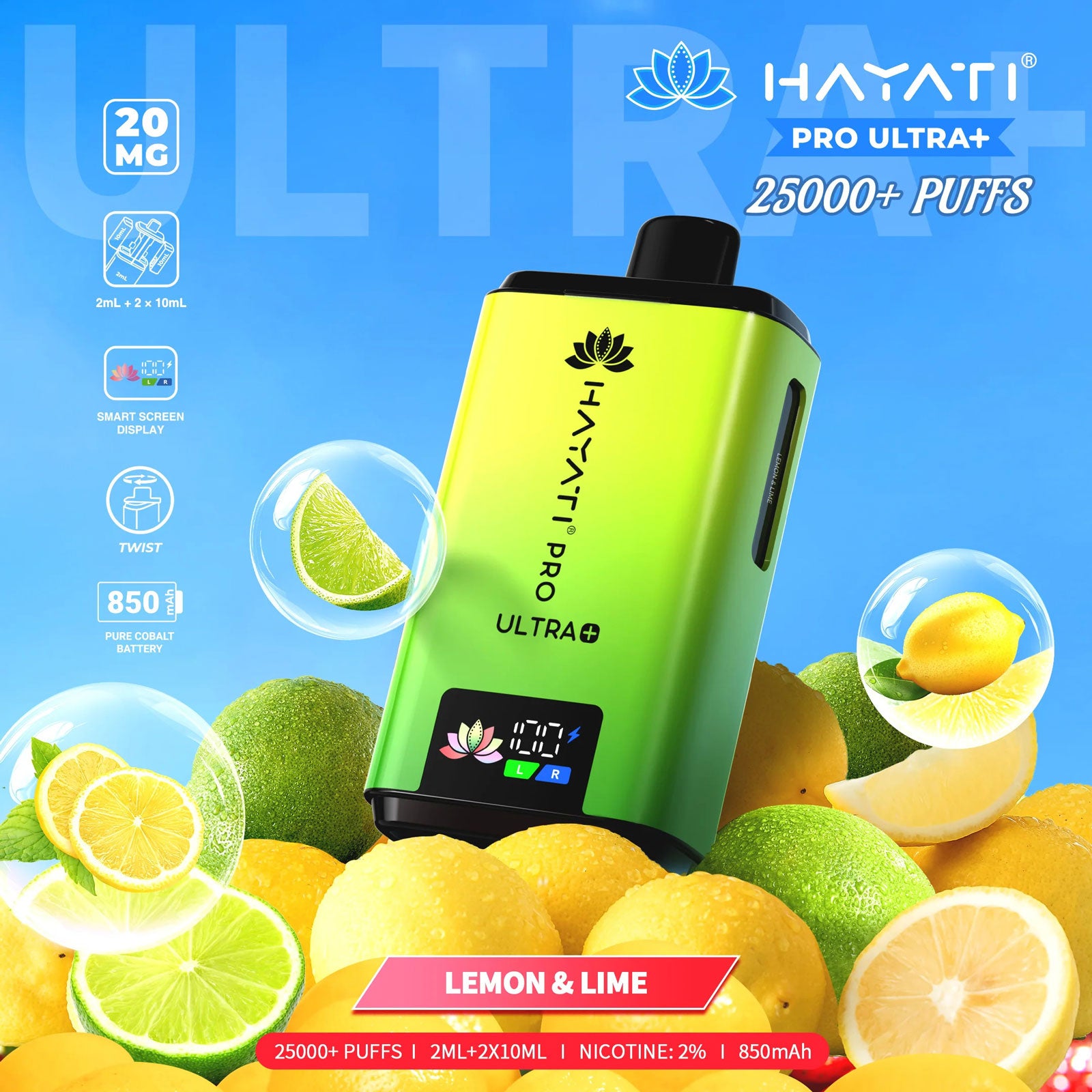 Hayati Pro Ultra Plus 25000 Prefilled Pod Kit Lemon & Lime