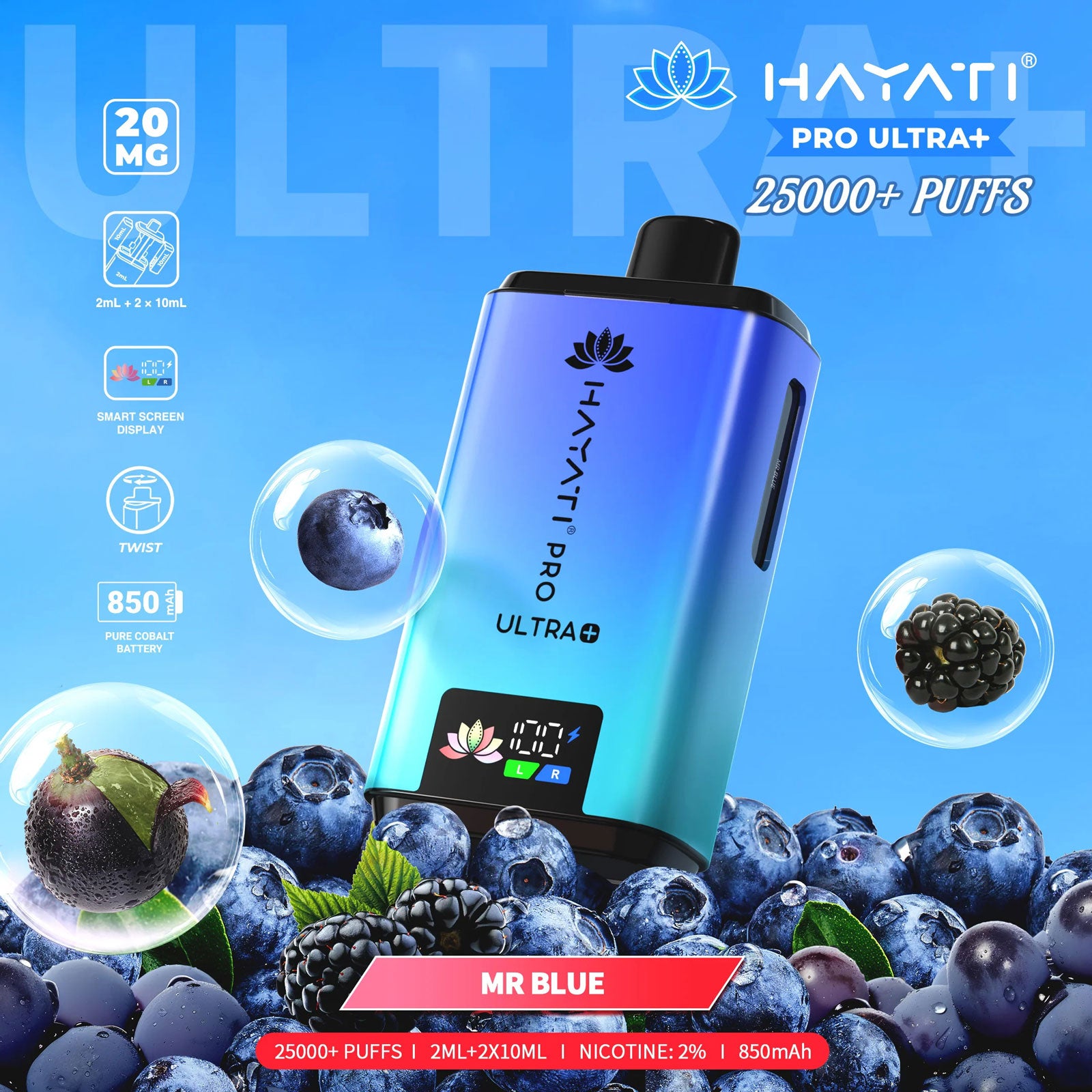 Hayati Pro Ultra Plus 25000 Prefilled Pod Kit Mr Blue