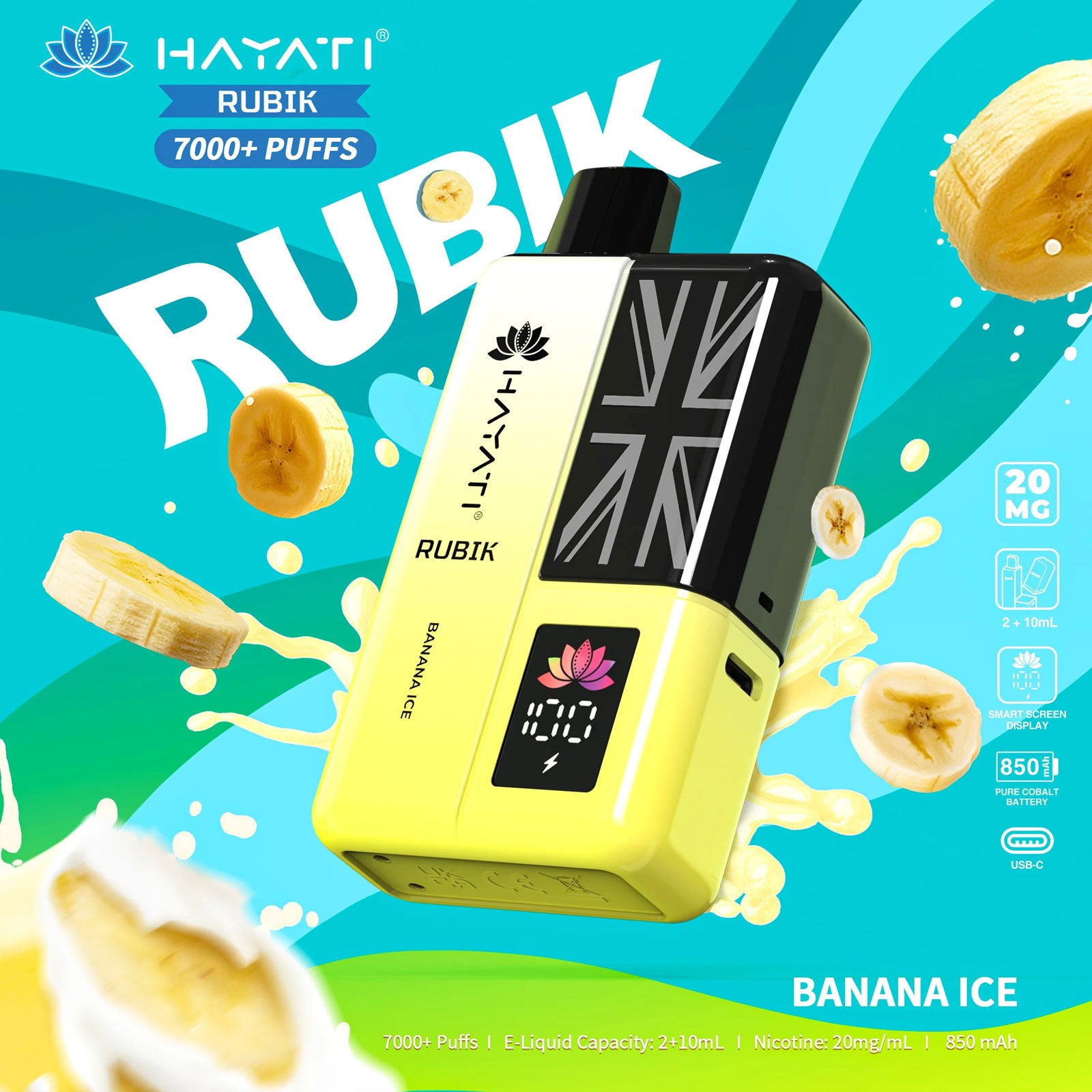 Hayati Rubik 7000 Puffs Replaceable Vape Kit 20MG