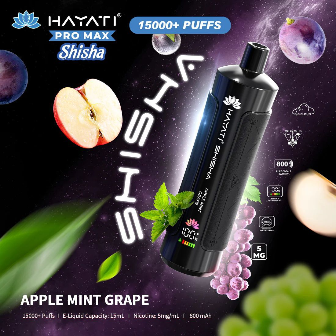 Hayati Pro Max Shisha 15000 Puff Disposable Vape Kit 5MG